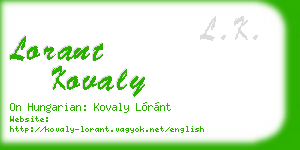 lorant kovaly business card